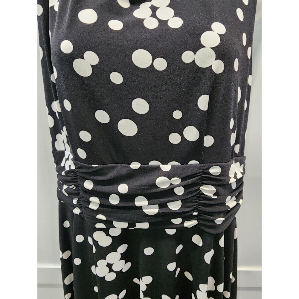 Jessica Howard  Black & White Polka-Dot Sleeveless Midi Sheath Dress - Size 12 - Picture 3 of 8